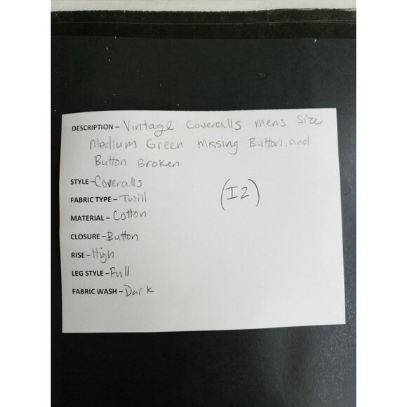 Vintage Green Mens Medium Cotton Twill Coveralls With Button Closure - Picture 11 of 11